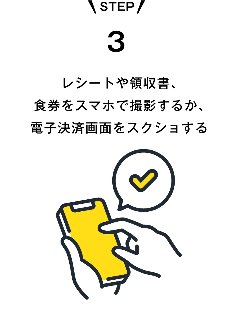 STEP 3 レシートをスマホで撮影するか、電子決済画面をスクショする